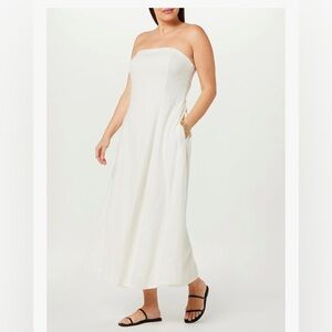 The Drop Womens Carlota Strapless Linen Maxi Dress